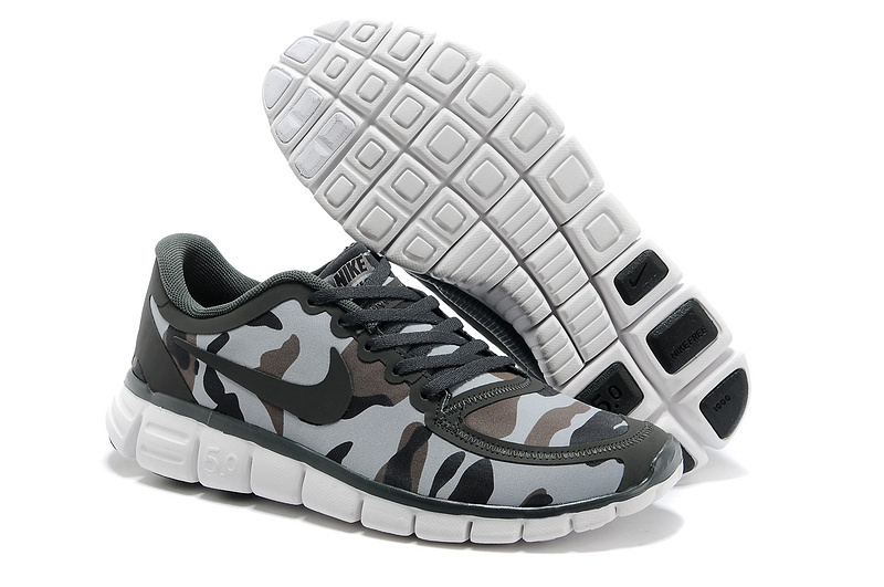 Nike Free Run 5.0 V4 Camouflage Air Force Grey Shoes - Click Image to Close